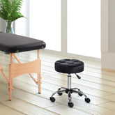 Fast Furnishings Black Tufted Rolling Massage Swivel Stool